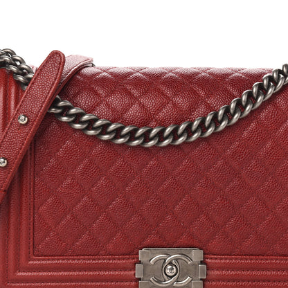 Chanel Caviar Quilted New Medium Boy Flap Dark Red 13 of 14