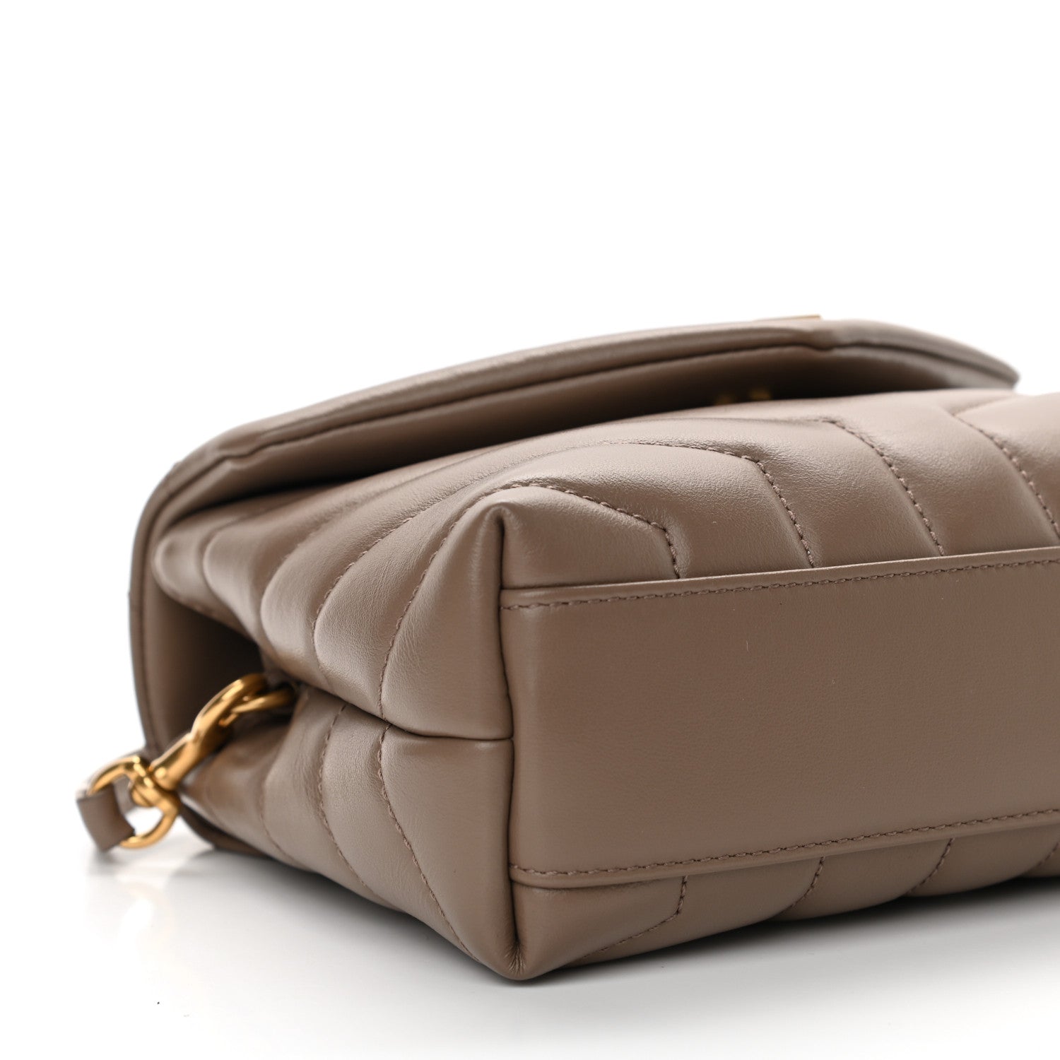 Saint Laurent Calfskin Y Quilted Monogram Toy Loulou Crossbody Bag Taupe 10 of 14