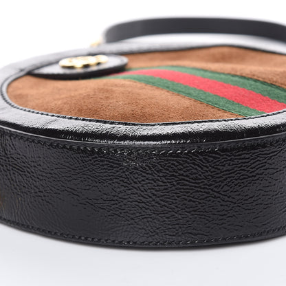 Gucci Suede Patent Web Mini Ophidia Round Shoulder Bag Nocciola Black 8 of 10