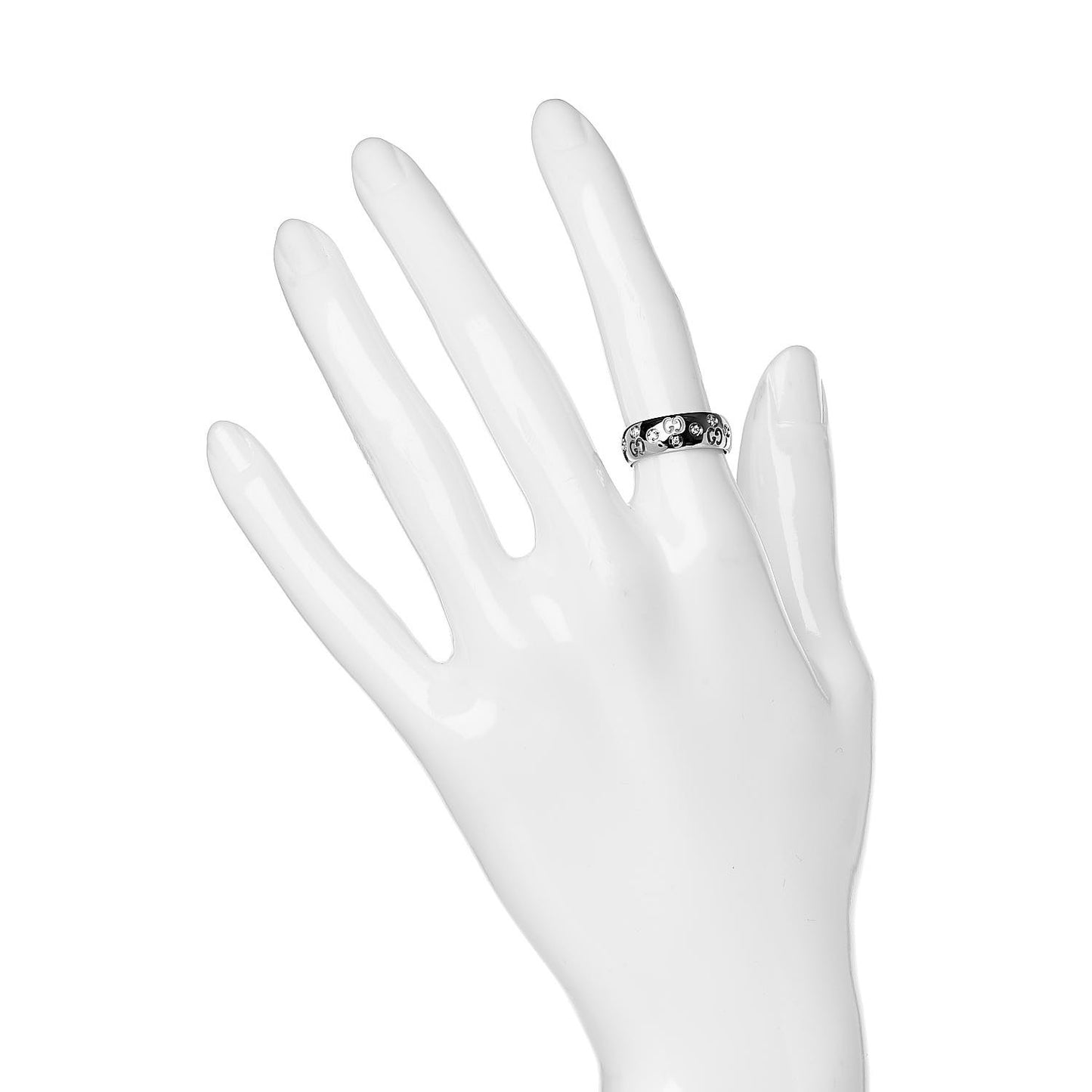 18K White Gold Diamond 6mm Icon Band Ring 50 5.25