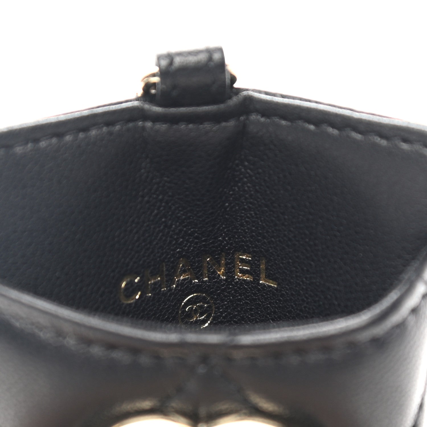 Chanel Lambskin Quilted Glitter Card Holder On Chain Black 6 of 7