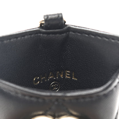 Chanel Lambskin Quilted Glitter Card Holder On Chain Black 6 of 7