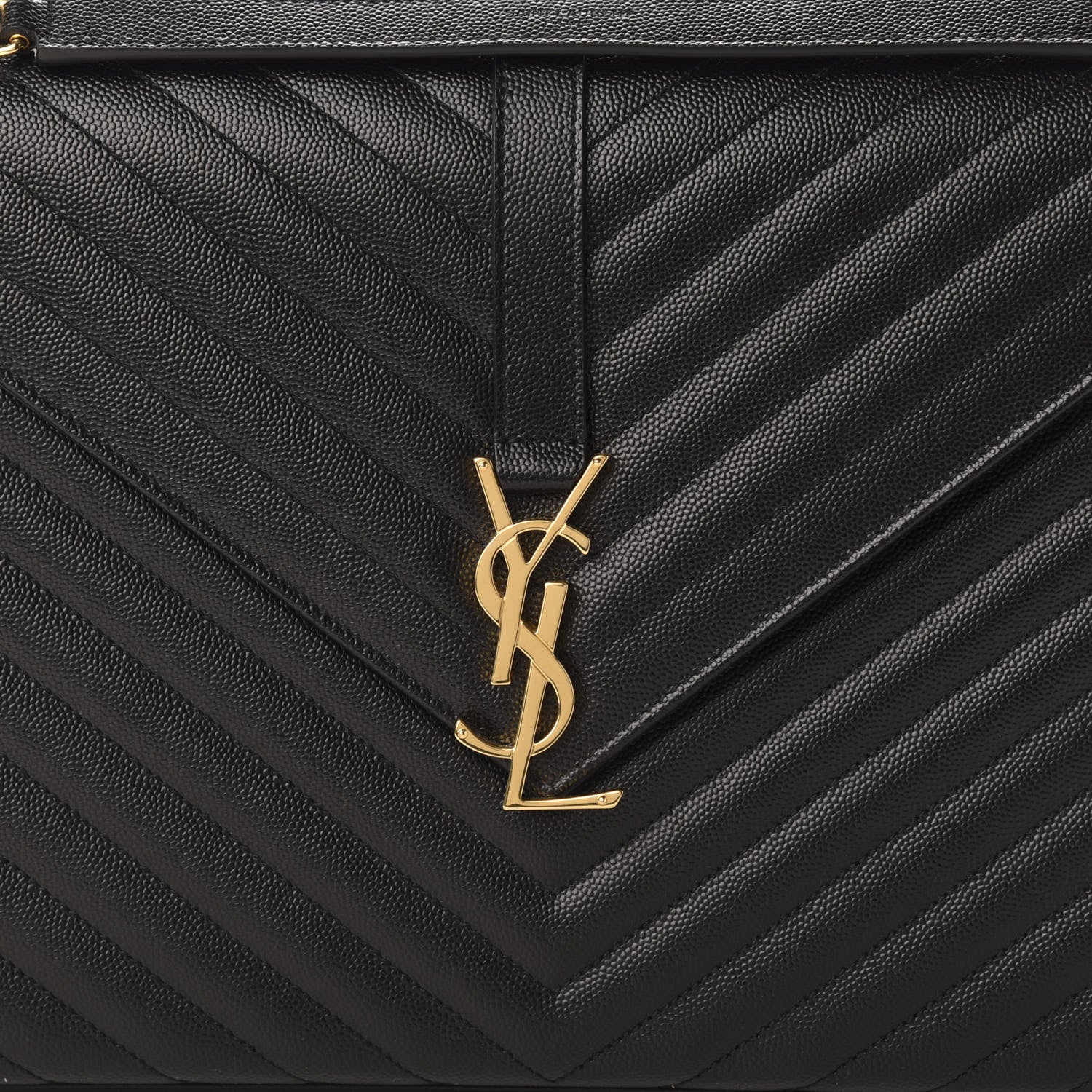 Saint Laurent Grain De Poudre Matelasse Chevron Large Monogram Satchel Black 10 of 10