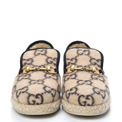 Gucci Covered Wool GG Monogram Womens Fria Horsebit Loafers 37 Beige Ebony Black Butterscotch 2 of 8