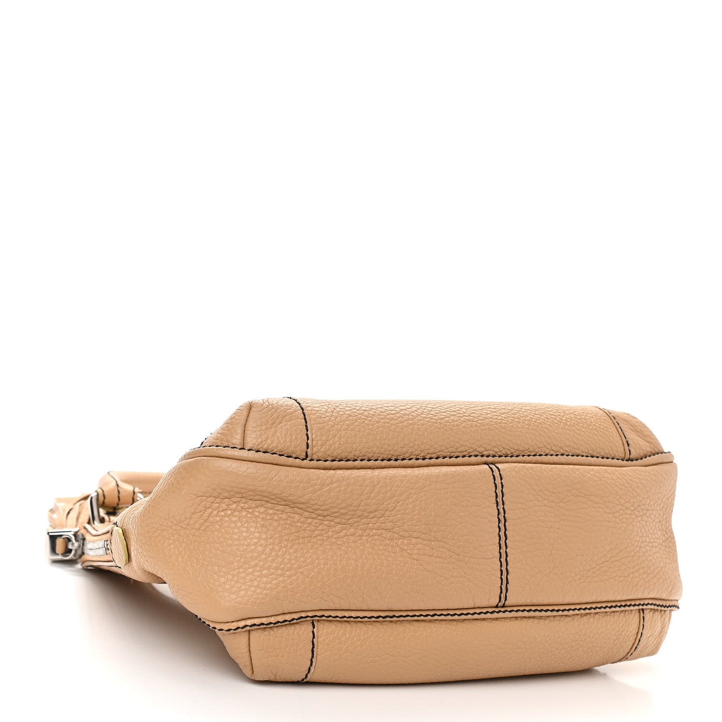 Grained Calfskin Tassel Hobo Beige
