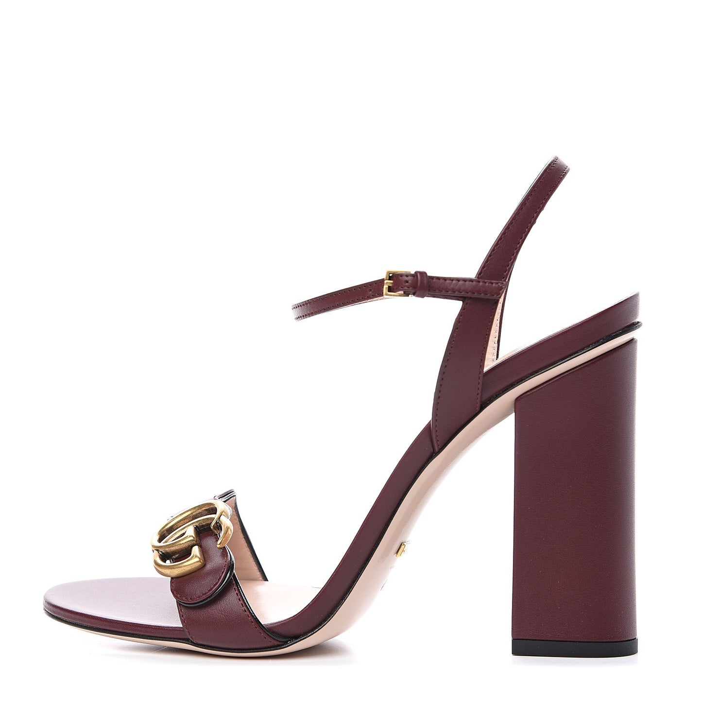 Lifford Calfskin GG Marmont Ankle Wrap 105mm Sandals 41 Vintage Bordeaux
