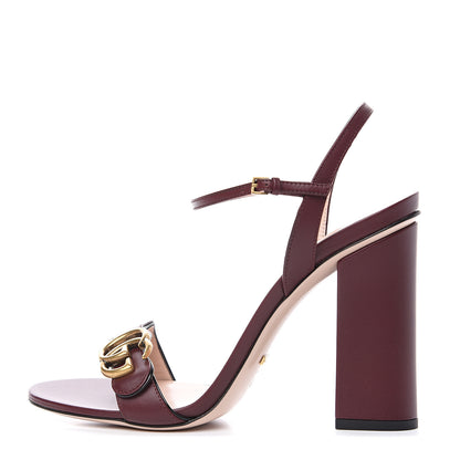 Gucci Lifford Calfskin GG Marmont Ankle Wrap 105mm Sandals 41 Vintage Bordeaux 1 of 8