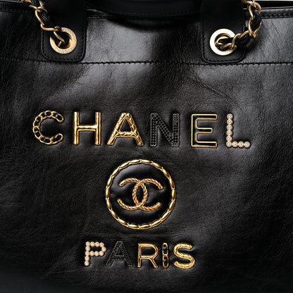 Chanel Aged Calfskin Medium Charms Deauville Tote Black 8 of 16