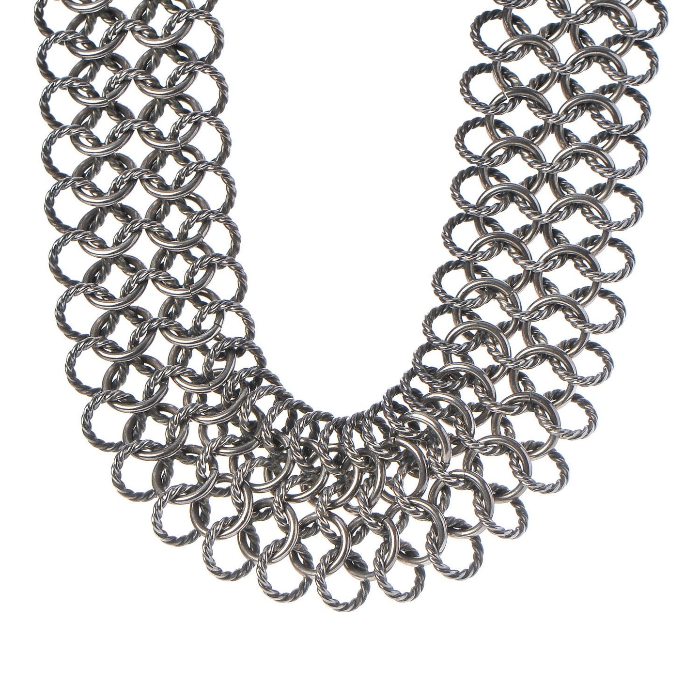 Sterling Silver 18K Yellow Gold Chainmail Collar Necklace