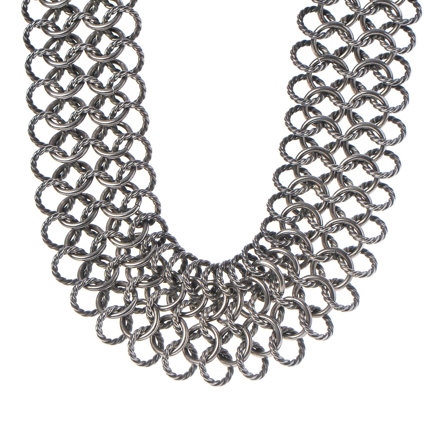 David Yurman Sterling Silver 18K Yellow Gold Chainmail Collar Necklace 1 of 5