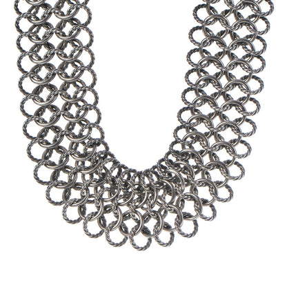 David Yurman Sterling Silver 18K Yellow Gold Chainmail Collar Necklace 1 of 5