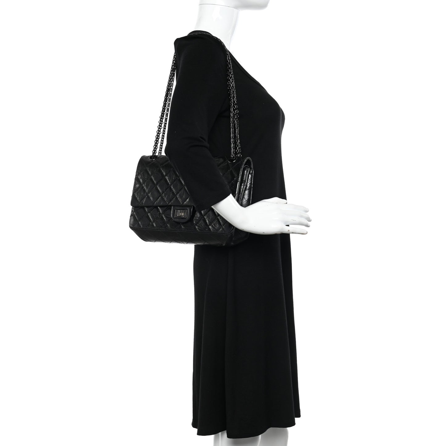 Glazed Calfskin Quilted 2.55 Reissue 226 Flap So Black