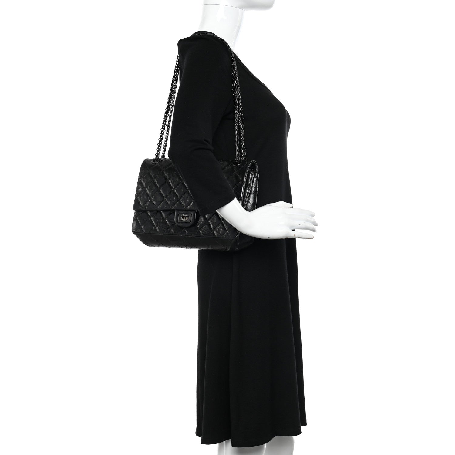 Chanel Glazed Calfskin Quilted 2.55 Reissue 226 Flap So Black 3 of 10