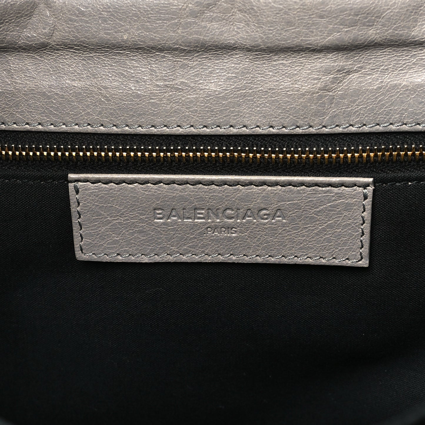 Agneau Giant 12 Gold Hardware Envelope Strap Clutch Gris Pyrite