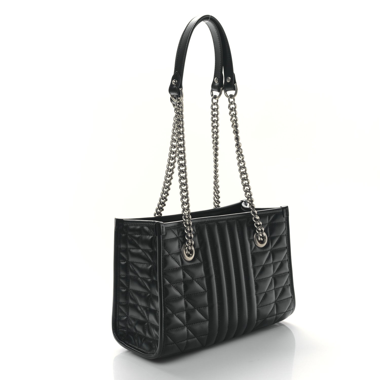 Gucci Calfskin Matelasse Aria Small GG Marmont Shoulder Tote Black 3 of 8