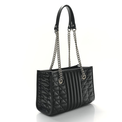 Gucci Calfskin Matelasse Aria Small GG Marmont Shoulder Tote Black 3 of 8