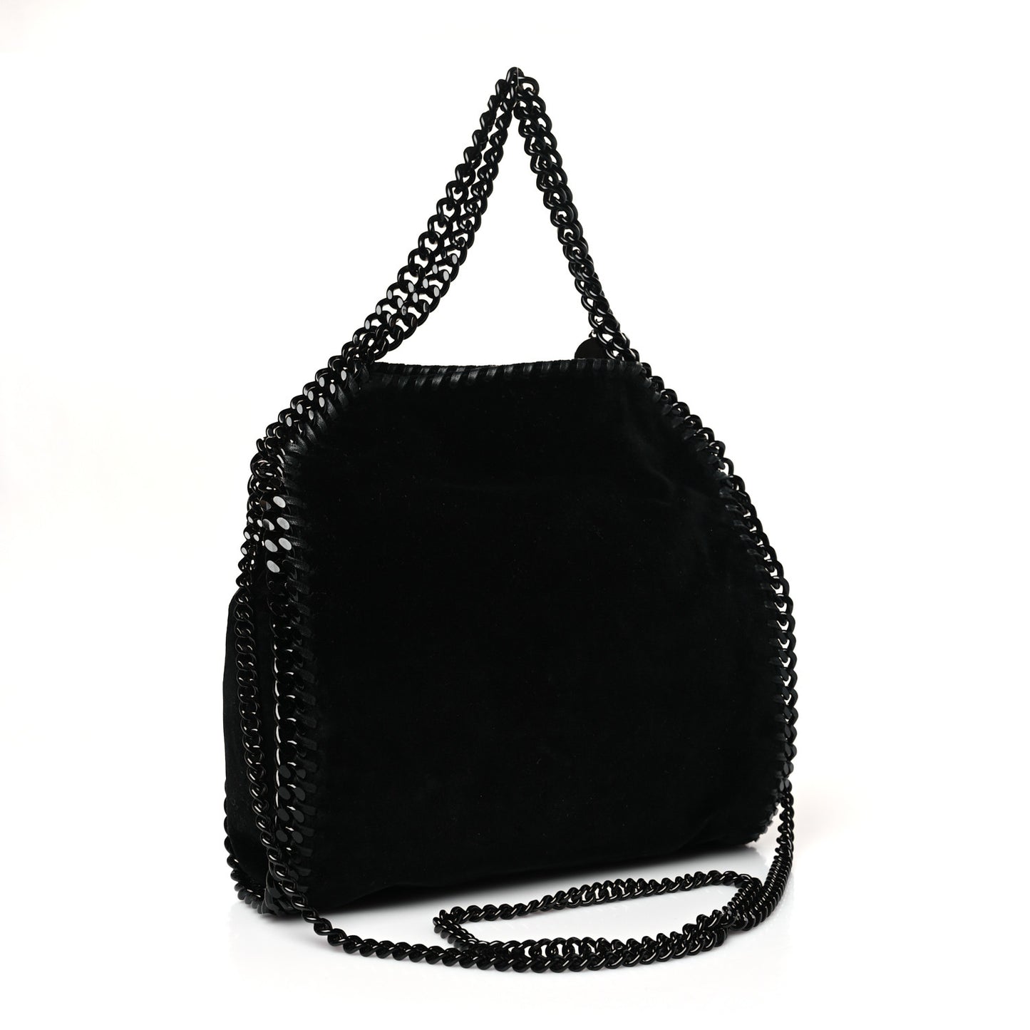Velvet Mini Falabella Fold Over Tote Black