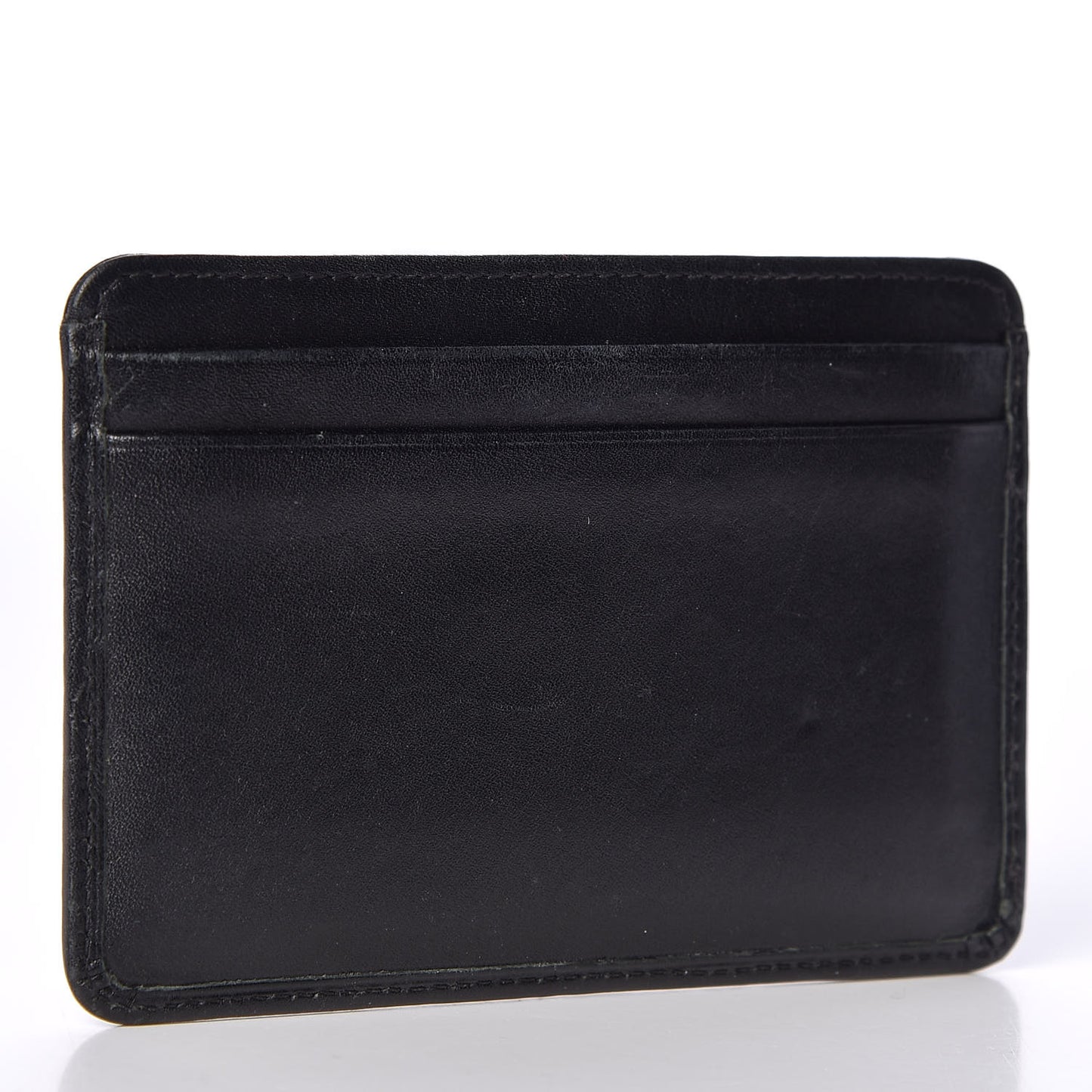 Calfskin Quilted Cambon Card Holder Black White