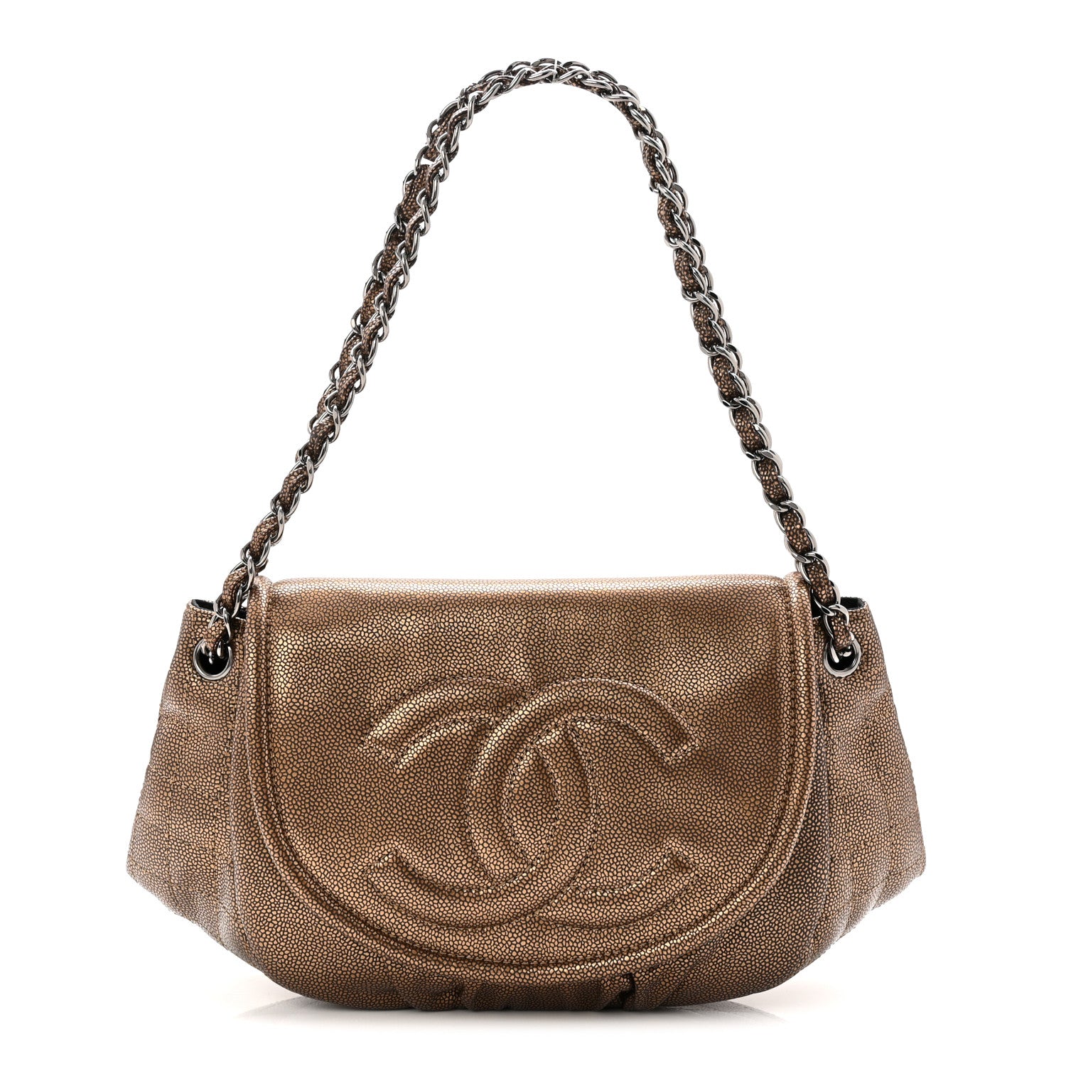 Chanel Metallic Caviar Half Moon Large Flap Bronze 1 of 11