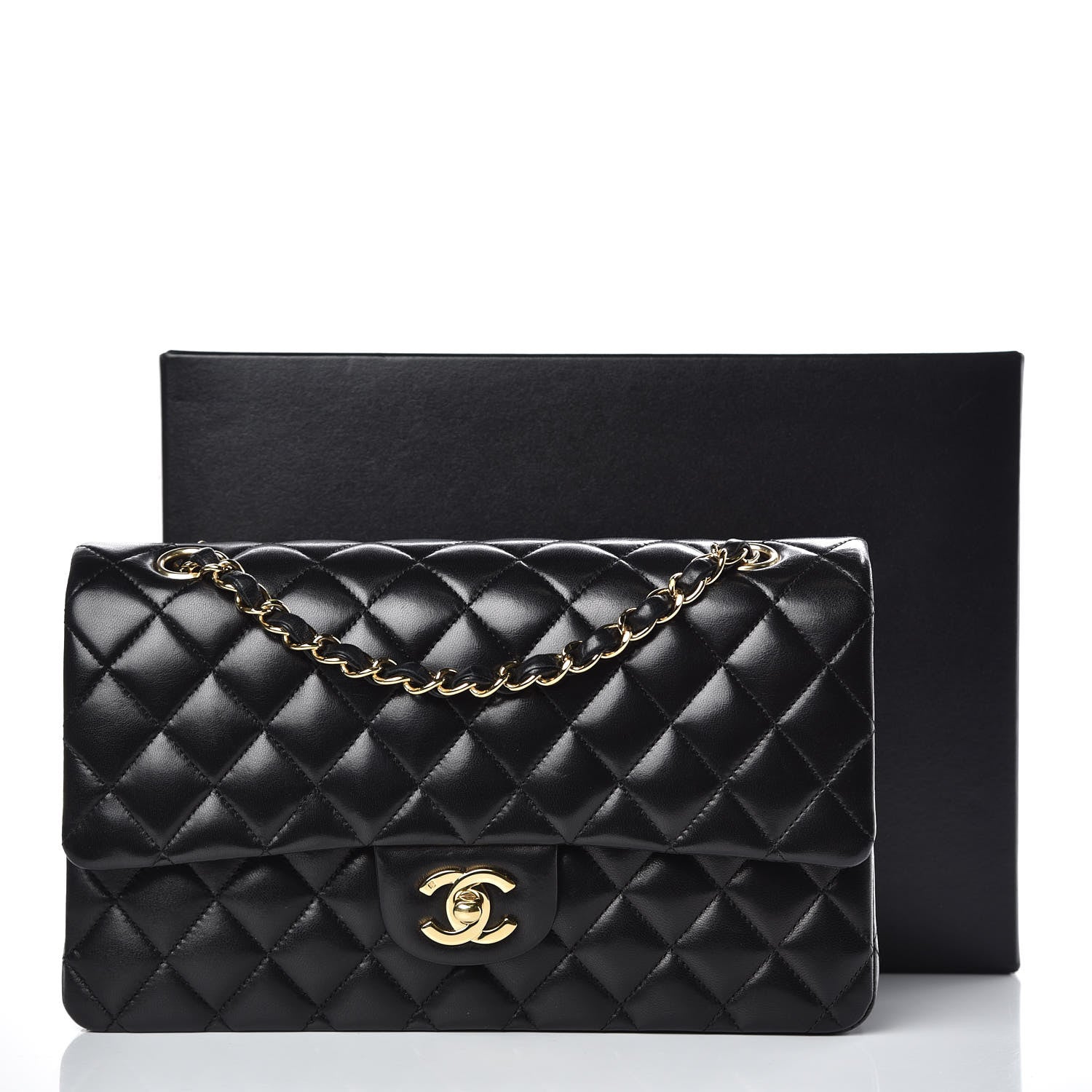 Chanel Lambskin Quilted Medium Double Flap Black 10 of 13
