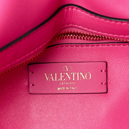 Valentino Garavani Wool Woven Large Roman Stud Shoulder Bag Multicolor Feminine Pink 7 of 10