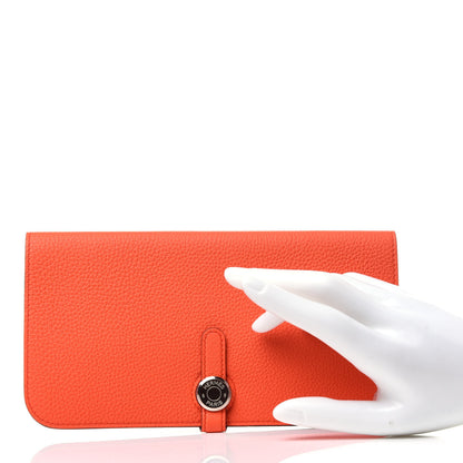 Hermes Togo Dogon Recto Verso Wallet Orange Poppy Rose Candy 2 of 12