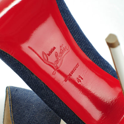 Christian Louboutin Denim Jazz Calf So Kate 120 Pumps 41 Blue White 6 of 7