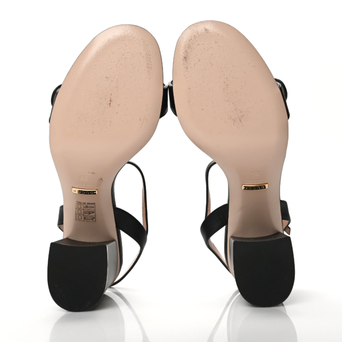 Lifford Calfskin GG Marmont Ankle Wrap 75mm Sandals 39 Black