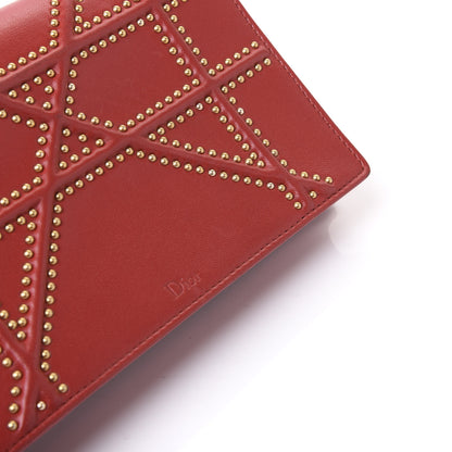 Christian Dior Lambskin Studded Diorama Wallet on Chain Pouch Red 9 of 11