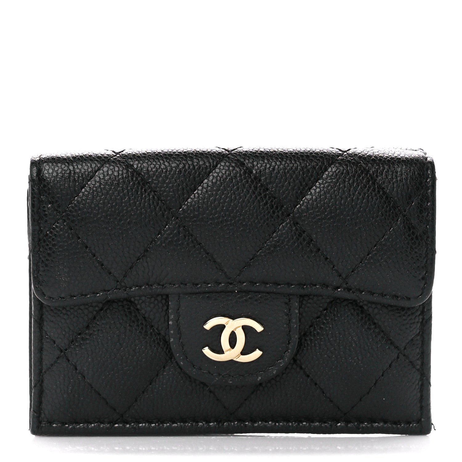 Chanel Caviar Quilted Double Flap Wallet Black 1 of 15