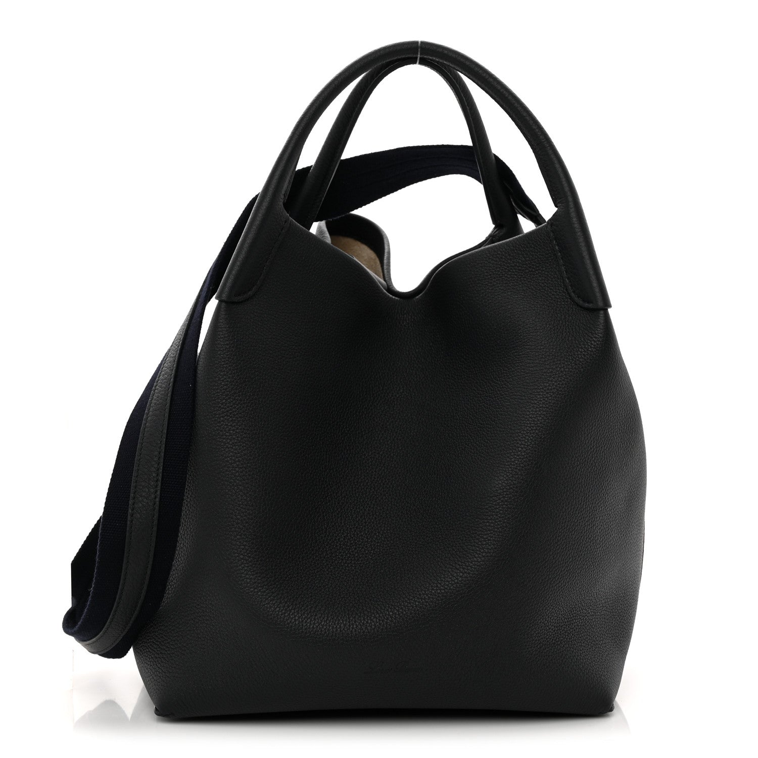 Loro Piana Grained Calfskin Large Bale Bag Navy Blue 1 of 10