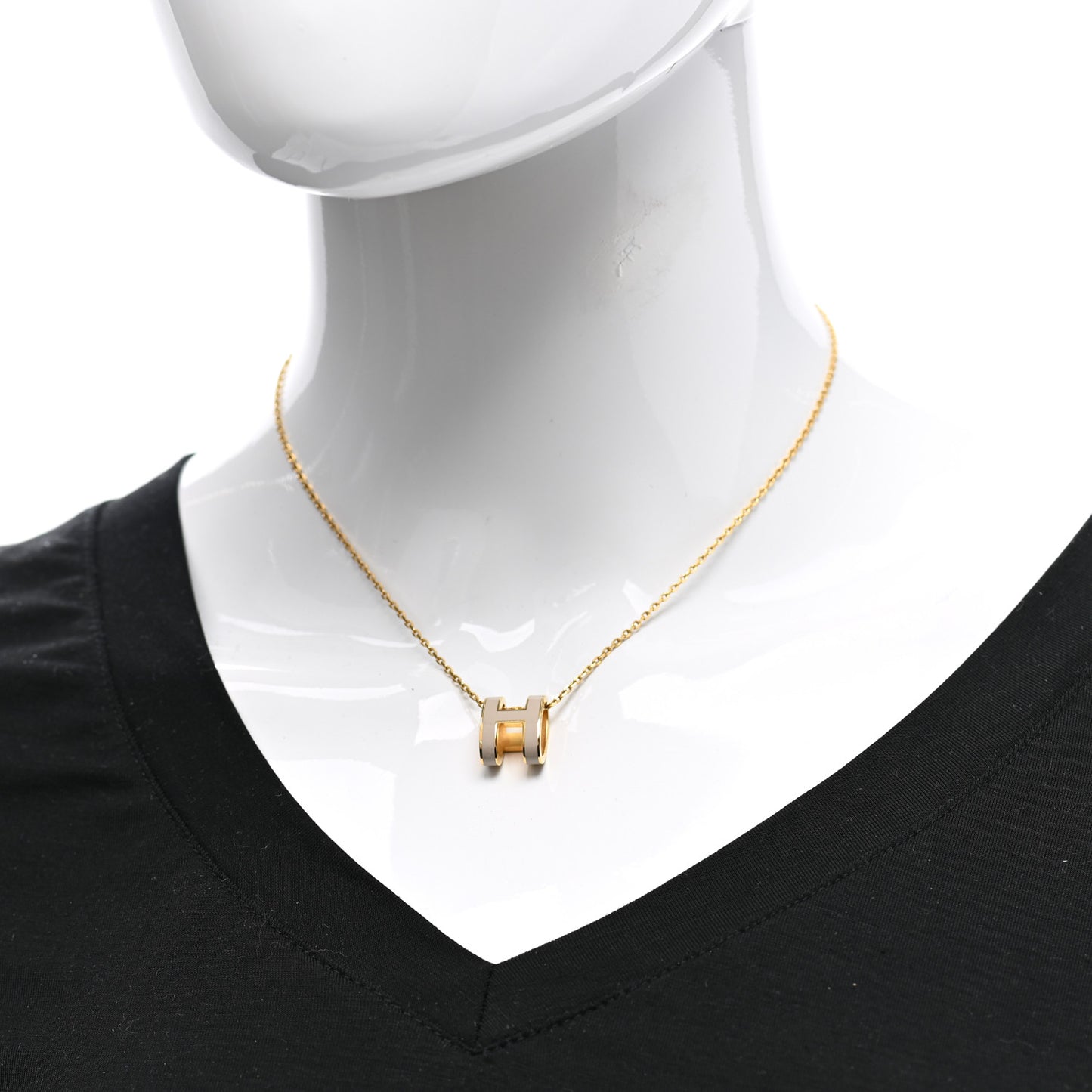Lacquered Gold Pop H Pendant Necklace Marron Glace
