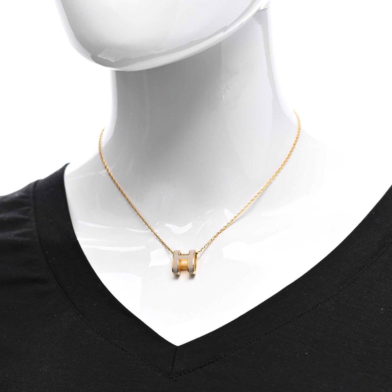 Hermes Lacquered Gold Pop H Pendant Necklace Marron Glace 2 of 8