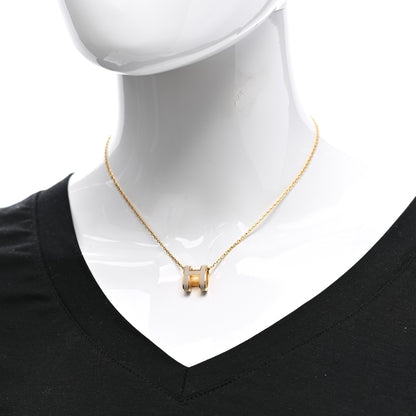 Hermes Lacquered Gold Pop H Pendant Necklace Marron Glace 2 of 8