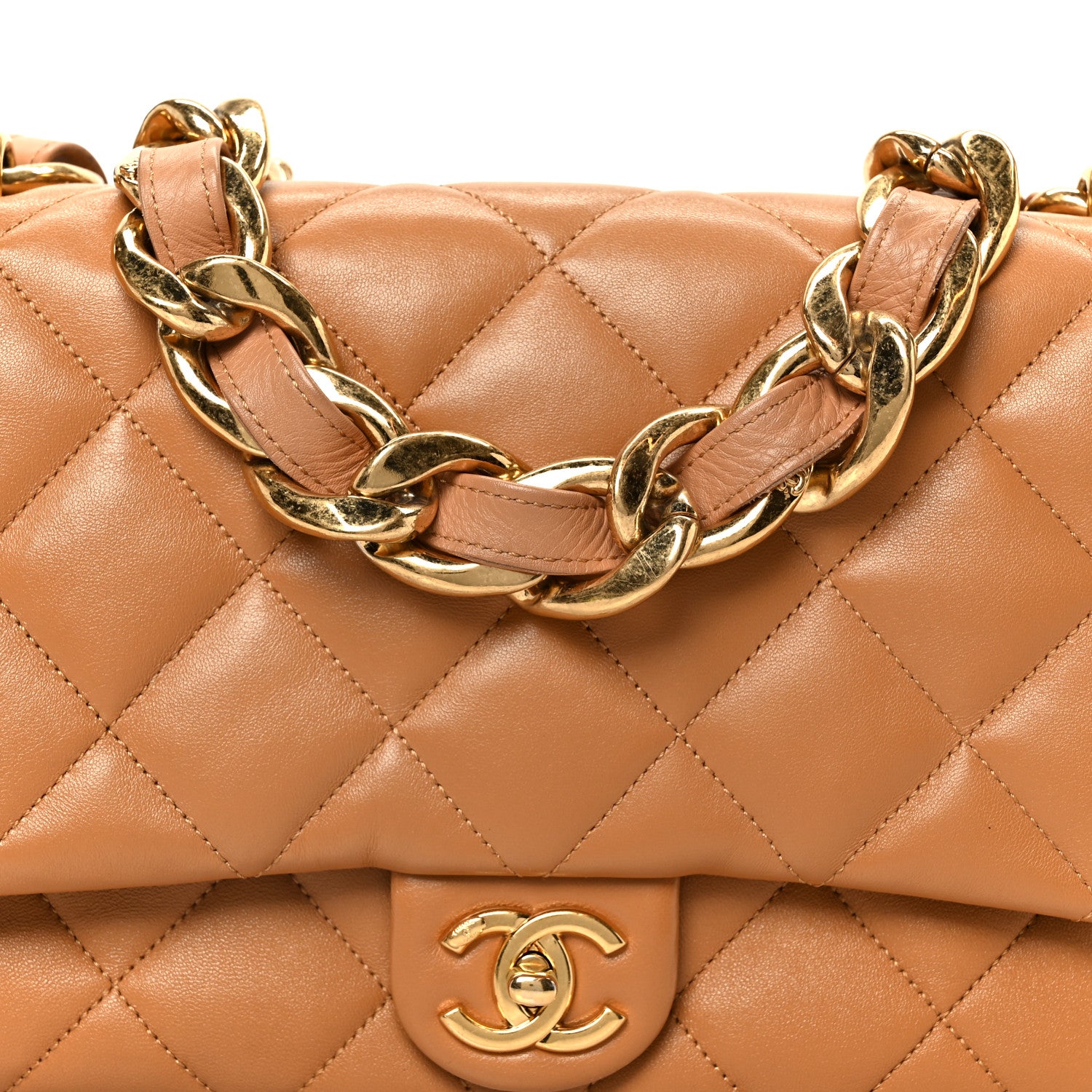 Chanel Lambskin Quilted Large CC Funky Town Flap Beige 9 of 11