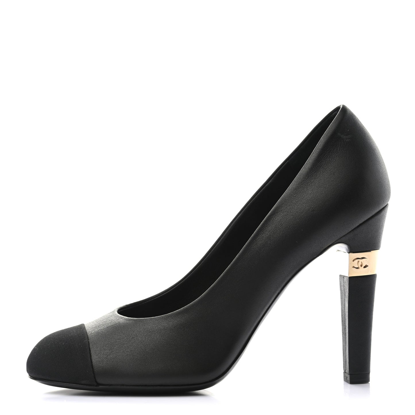 Lambskin Grosgrain Cap Toe CC Pumps 37.5 Black