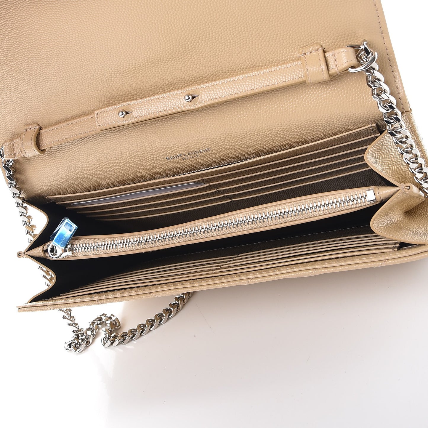 Grain De Poudre Matelasse Chevron Monogram Chain Wallet Nude Powder