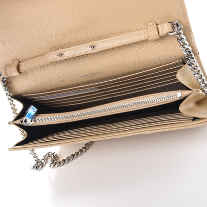 Saint Laurent Grain De Poudre Matelasse Chevron Monogram Chain Wallet Nude Powder 5 of 8