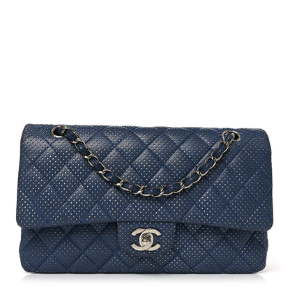 Chanel Lambskin Perforated Medium Double Flap Blue 1 of 9