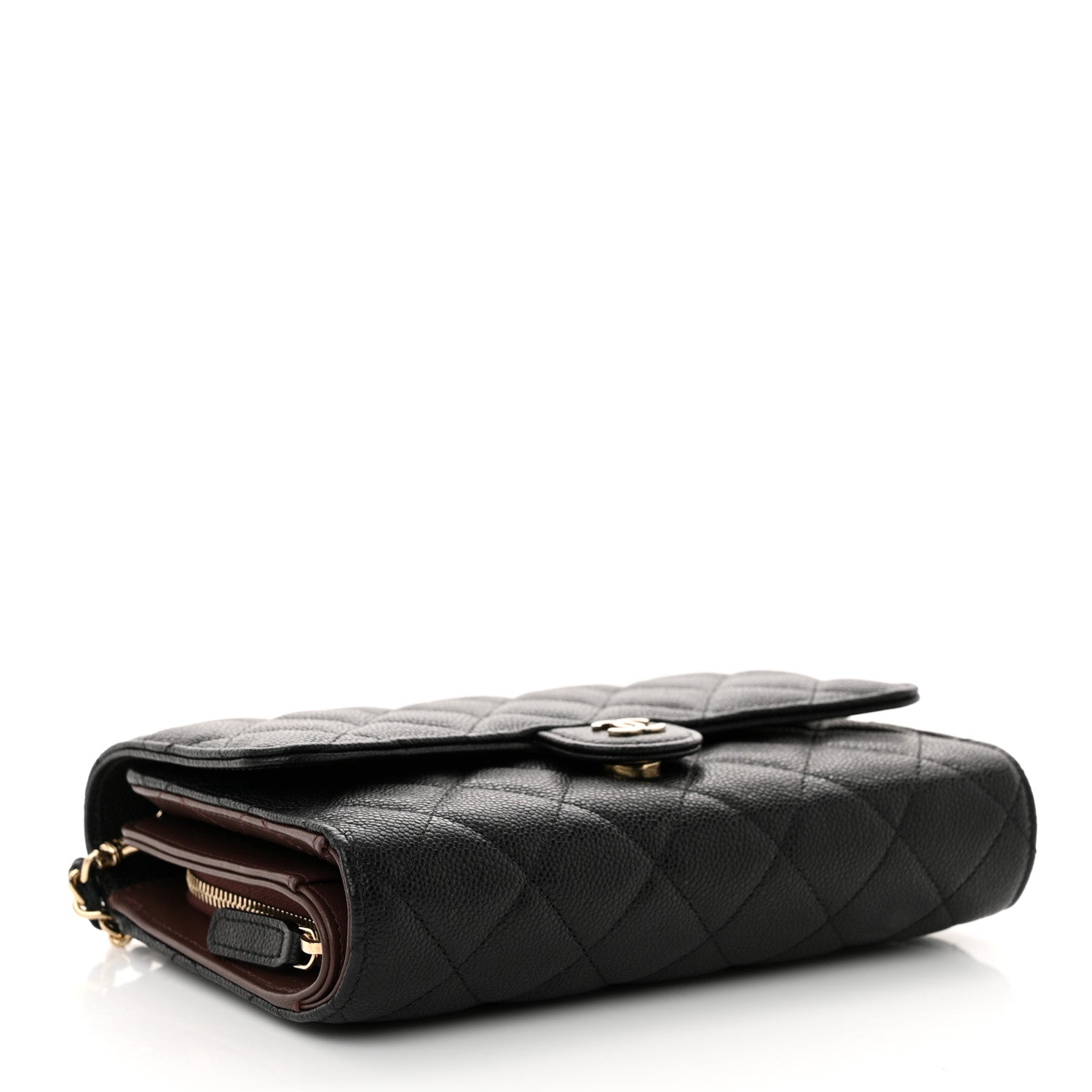 Chanel Caviar Quilted Compact Wallet On Chain WOC Black 4 of 12