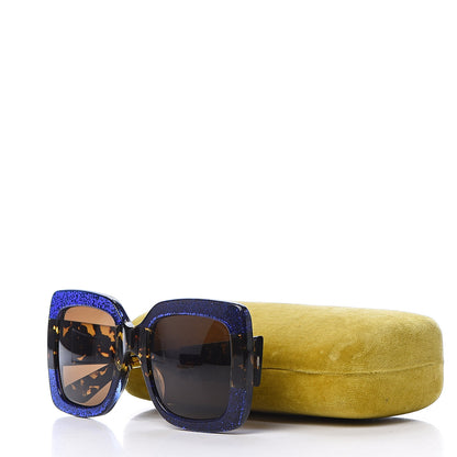 Gucci Square Frame GG0083S Sunglasses Glitter Blue Havana Brown 8 of 8