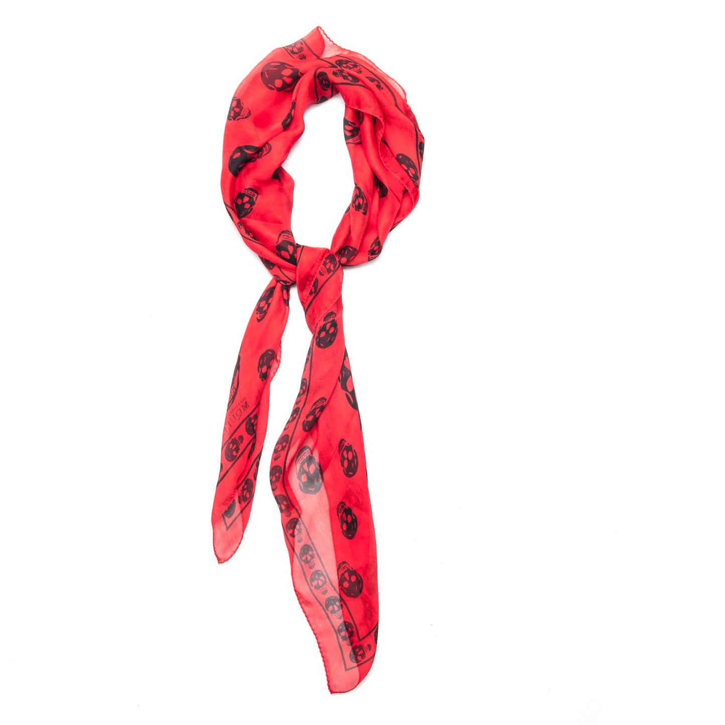 Silk Chiffon Skull Scarf Red Black