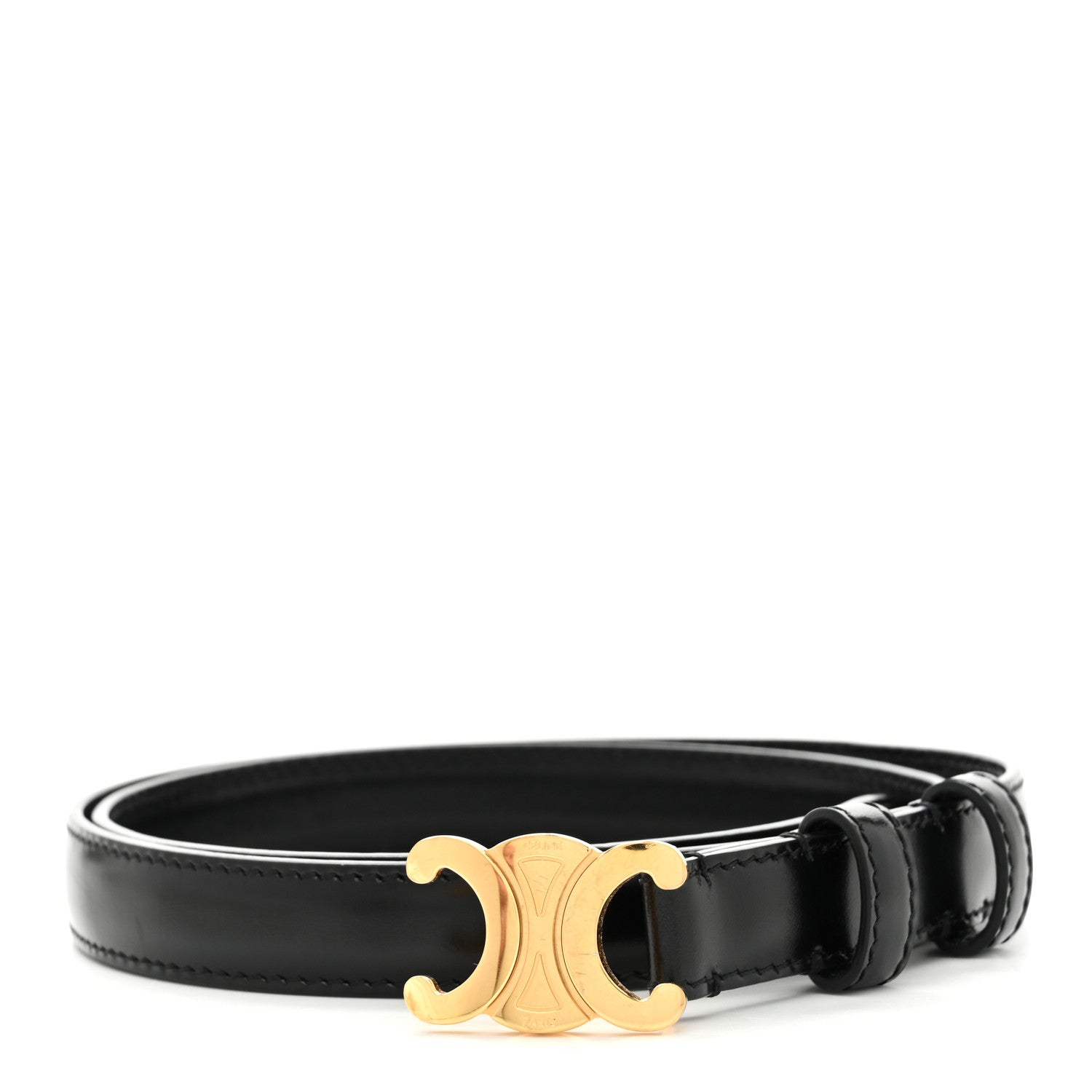 Celine Box Calfskin Small 18mm Triomphe Belt 75 30 Black 1 of 7
