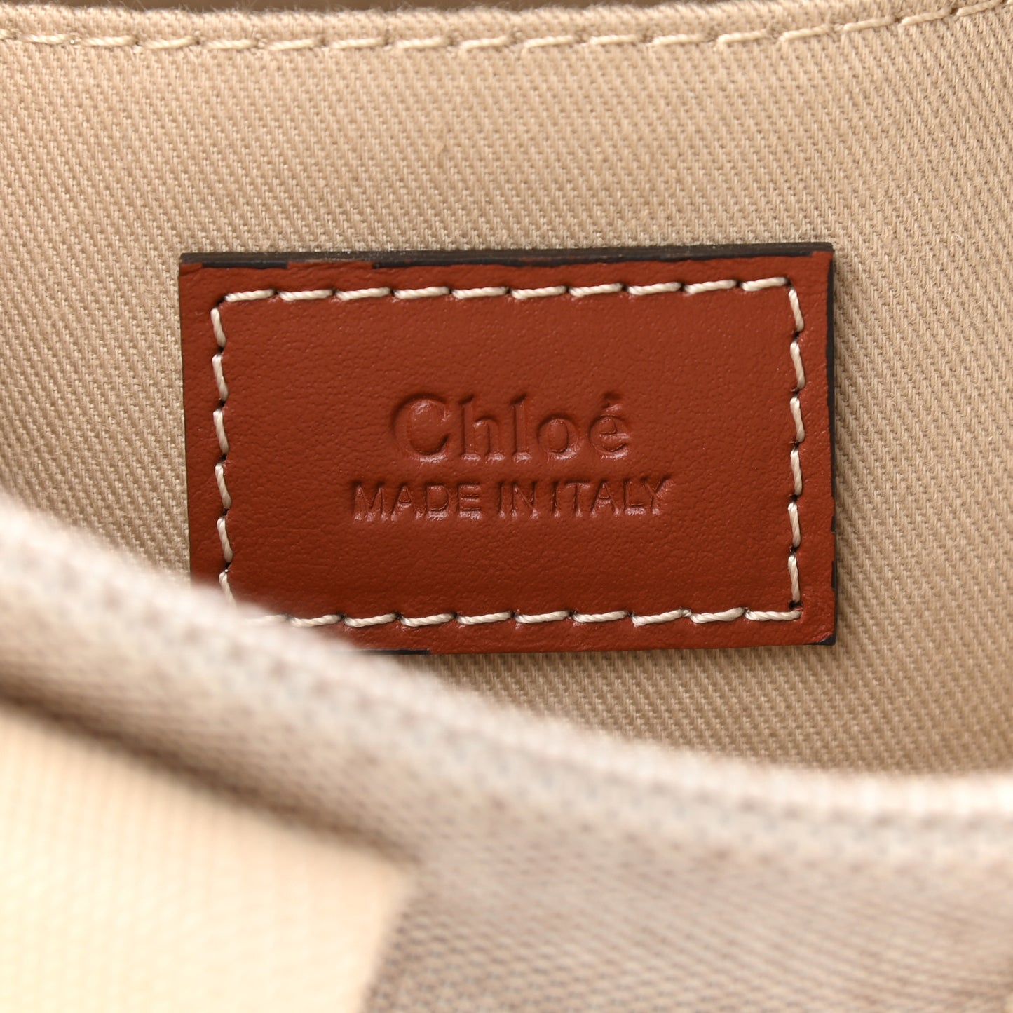 Cotton Calfskin Small Woody Ribbon Tote White Brown