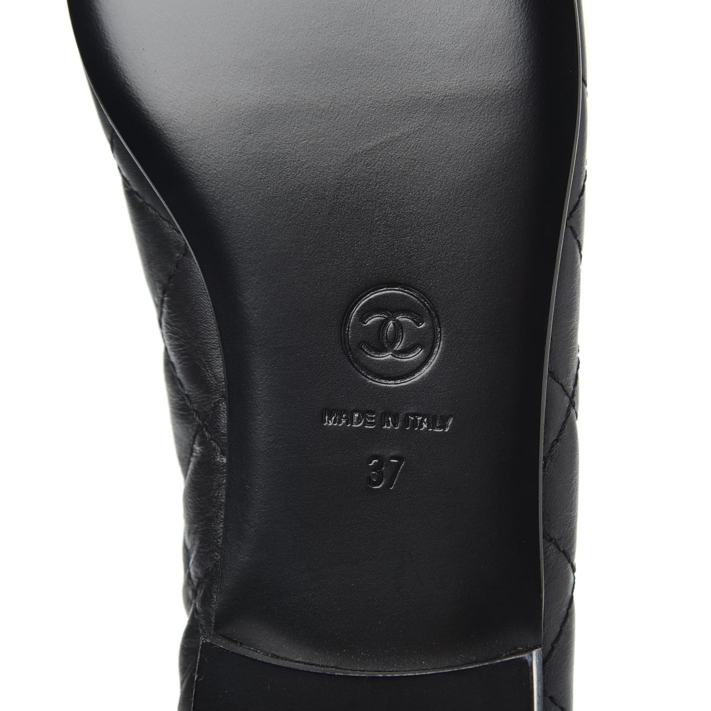 Lambskin Quilted Cap Toe Ballerina Flats 37 Black