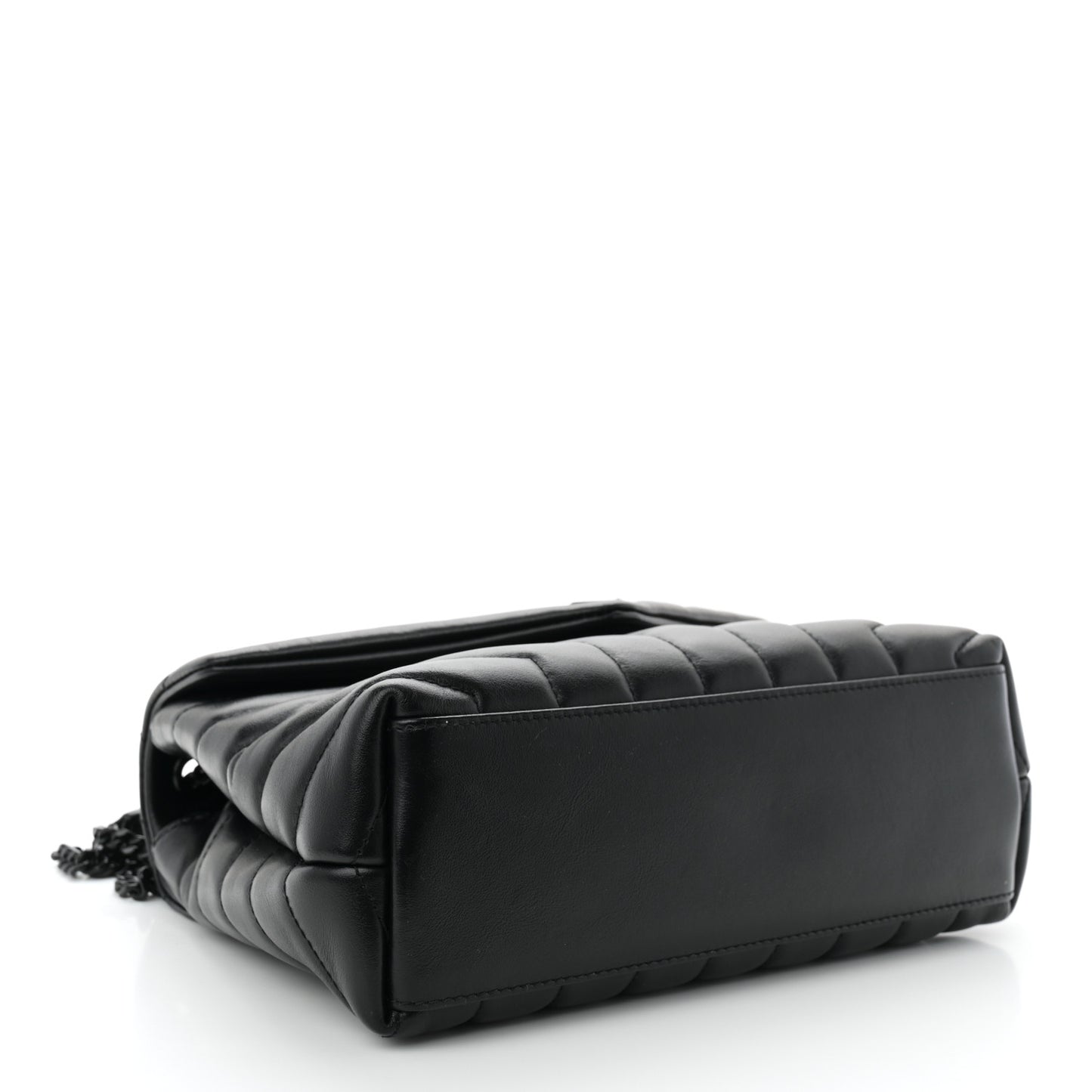 Calfskin Y Quilted Monogram Monochrome Small Loulou Chain Satchel Black