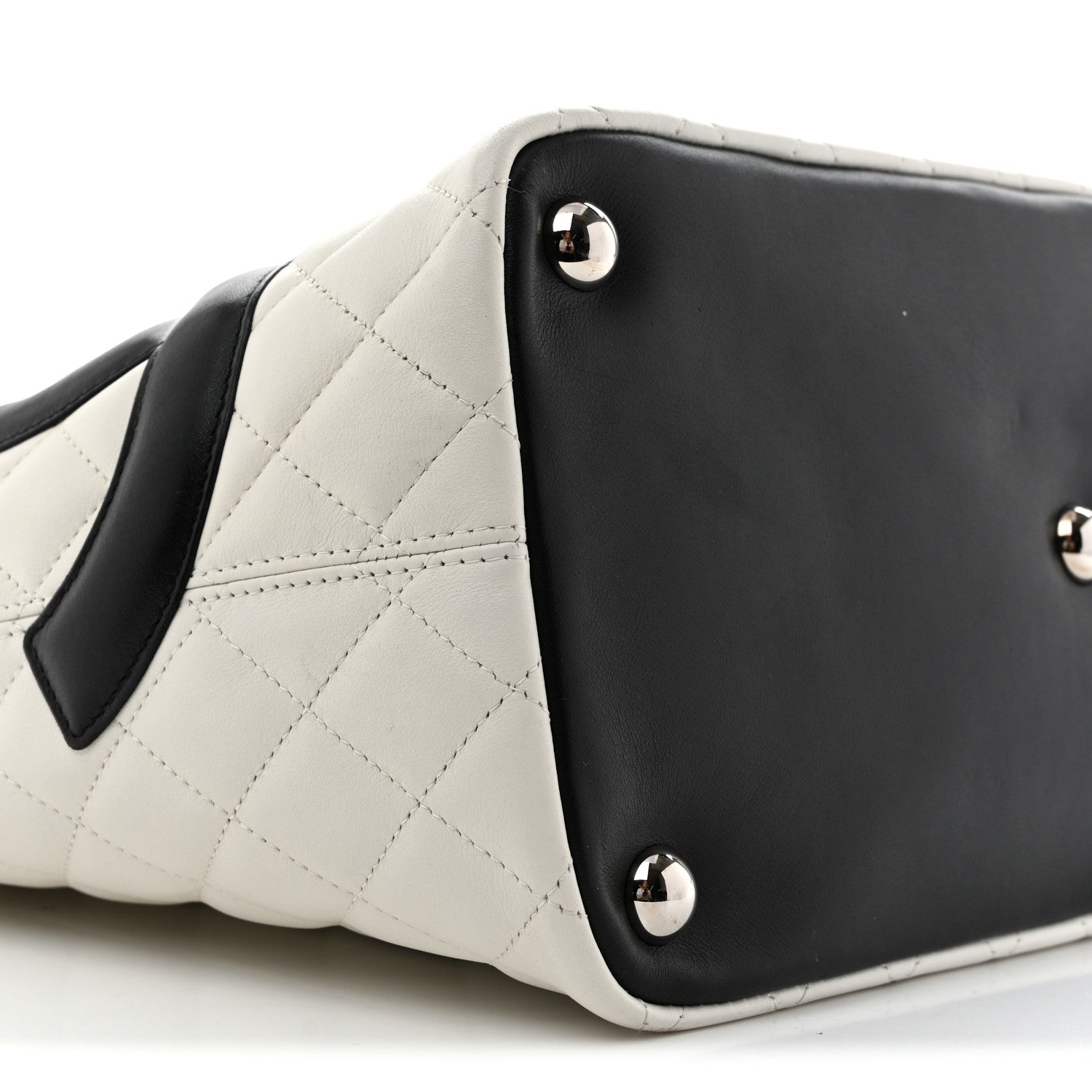 Chanel Calfskin Quilted Large Cambon Tote White Black 9 of 13