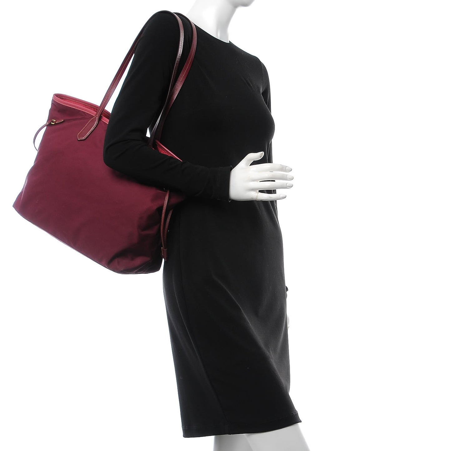 Tessuto Nylon Saffiano Tote Wine