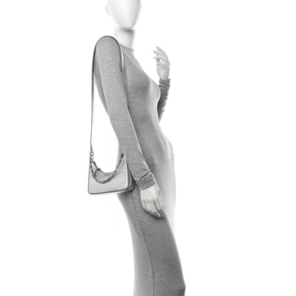 Givenchy Metallic Calfskin Mini Moon Cut Out Shoulder Bag Silver 2 of 10