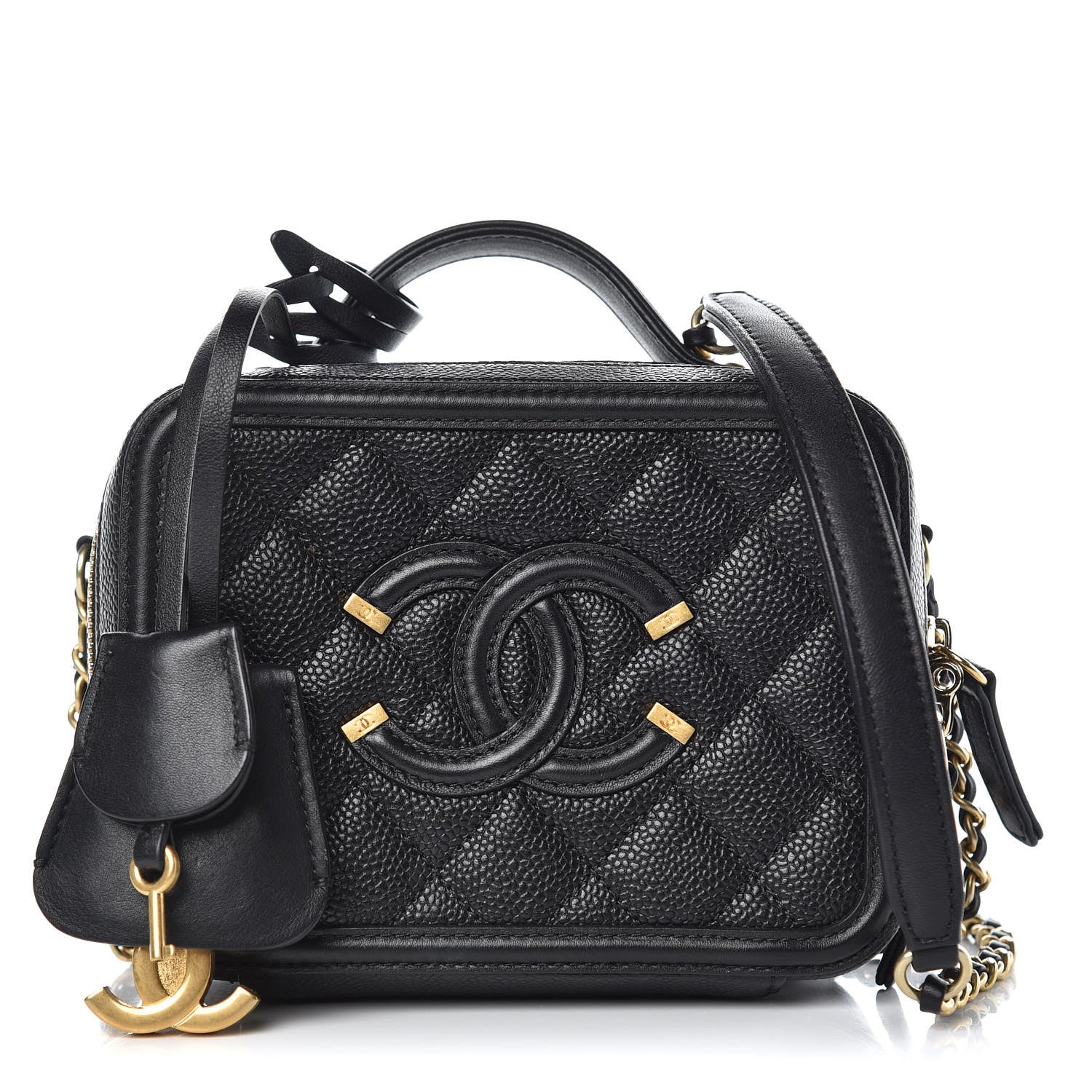 Chanel Caviar Quilted Small CC Filigree Vanity Case Black 1 of 9